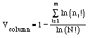 V(c)=ln(N!/n(1)!*..n(m)!)/lnN!